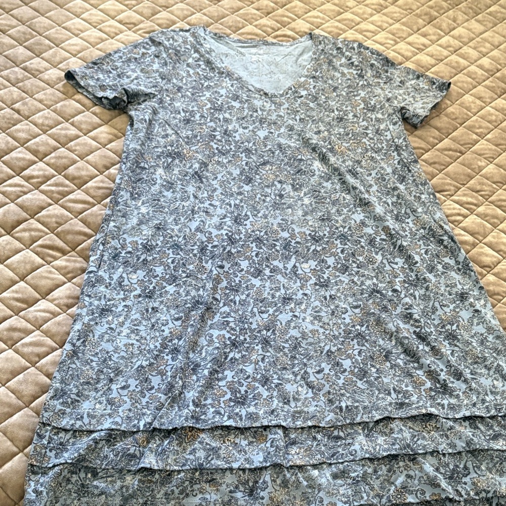 J. Jill Blue Gray Patterned Short Sleeve Dress